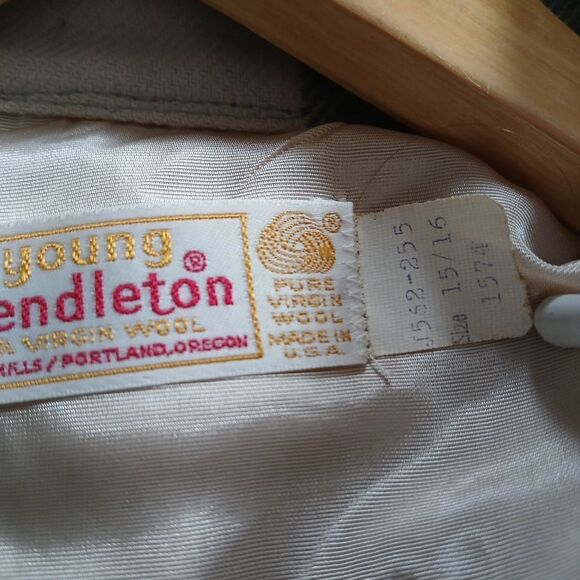 Girl's Vintage 1970's Young Pendleton Plaid 100% Wool Jacket Button-Up Shirt - Picture 6 of 9